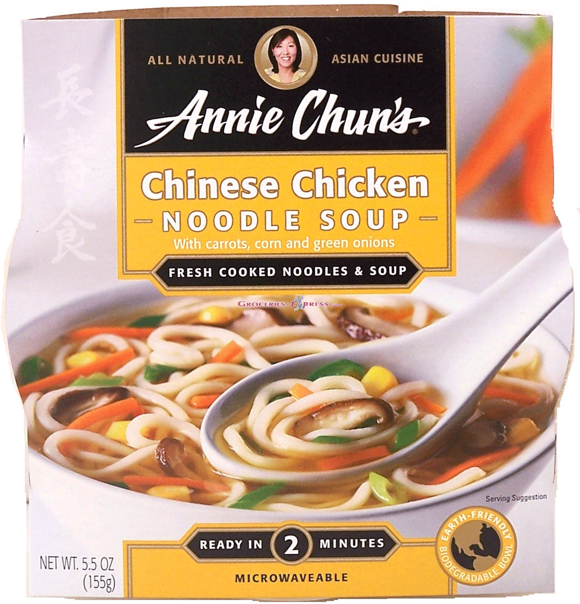 Annie Chun's&nbsp;&nbsp;chinese chicken noodle soup with carrots, corn and green onions Full-Size Picture